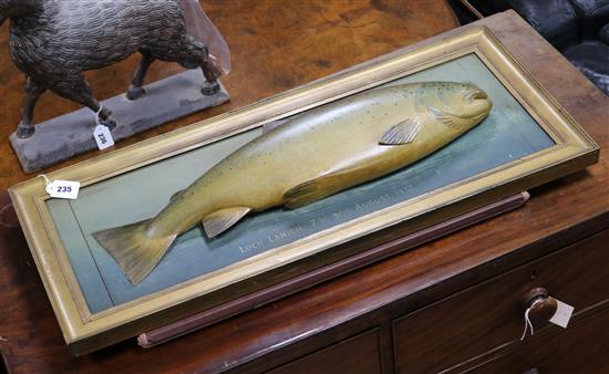 A carved wood fish trophy length 83.5cm